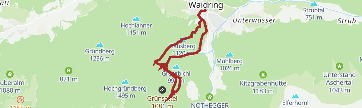 Route map: Hausberg Waidring - Weißbachschlucht